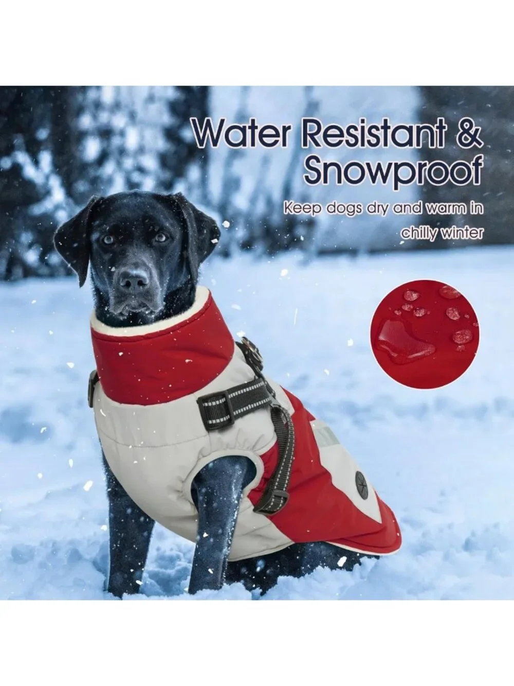 Waterproof Winter Dog Coat for Large Dogs, Fleece Lined, Reflective Jacket